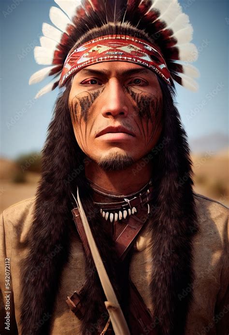 Portrait Of A Fictional Indian Shaman From The Comanche Indian Tribe