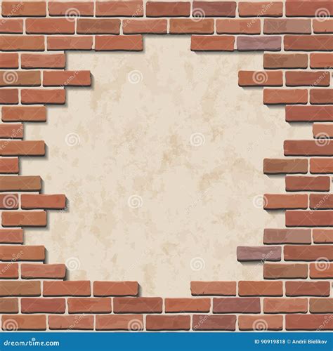 Damaged Brick Wall Stock Vector Illustration Of Architecture 90919818