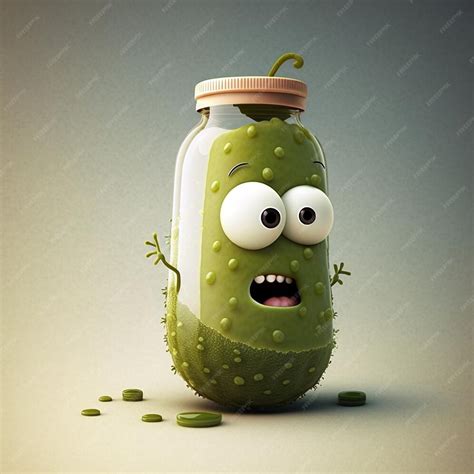 Premium Photo Cute Cartoon Pickle Character Using Generative Ai