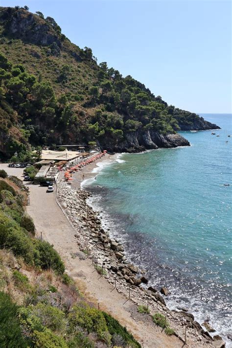 Sperlonga Spiaggia Del Lido El Sombrero Dalla Via Flacca Stock Image