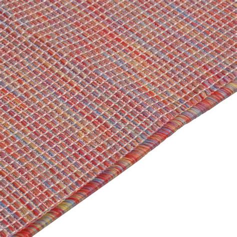 Tapis D Ext Rieur Tissage Plat X Cm Vgeby Rouge R Sistant