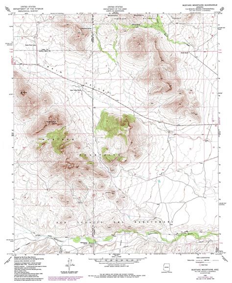 Mustang Mountains Topographic Map 124000 Scale Arizona