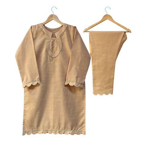 Beige Khaddar 2 Piece Suit For Women