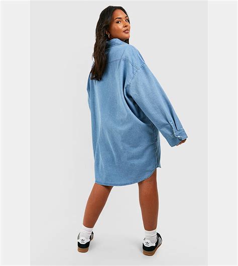 Buy Boohoo Oversized Denim Shirt Dress In Blue 6thStreet UAE