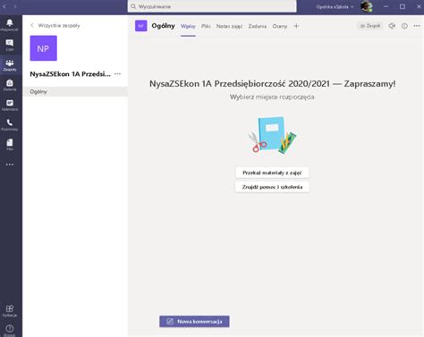 Teams jak założyć nową grupę klasę OCE Opole Serwis bazy wiedzy