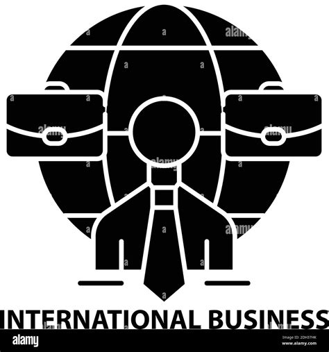 International Business Icon Black Vector Sign With Editable Strokes