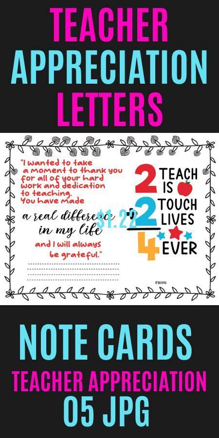 Teacher Appreciation Letters Teacher Appreciation Note Cards