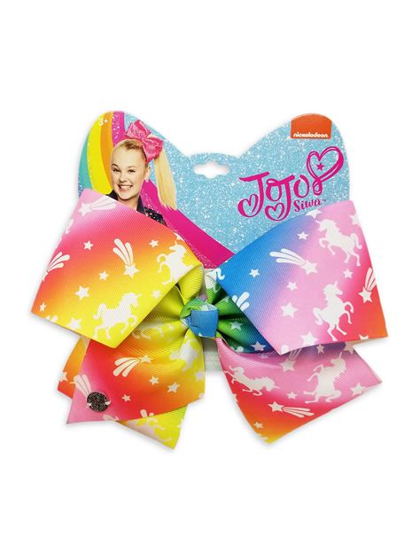 Jojo Siwa Large Cheer Hair Bow Rainbow With Stars