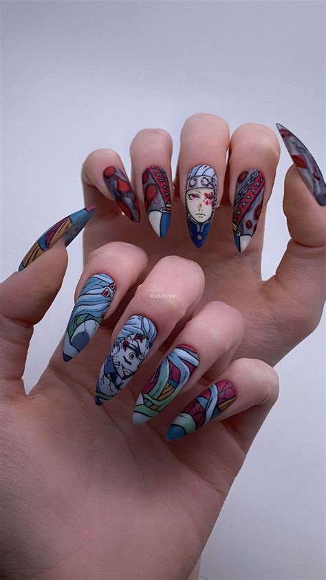 Daki Tengen Uzui Demon Slayer Pretty Nail Art Designs Anime