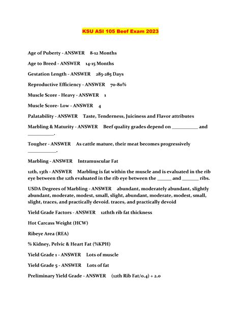 SOLUTION Ksu Asi 105 Beef Exam 2023 Studypool