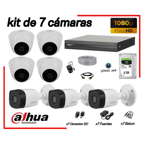 Ripley DAHUA KIT 7 CÁMARAS DE SEGURIDAD FULL HD 1080P DISCO 2TB