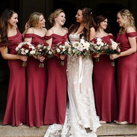 Burgundy Mermaid Bridesmaid Dresses 2018 Simple Floor Length Spaghetti