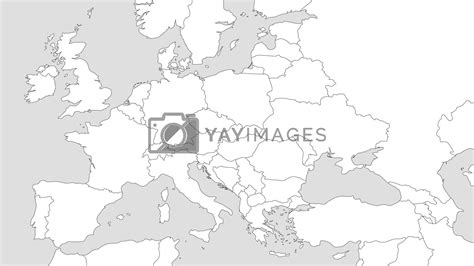 Blank Outline Map Of Europe With Caucasian Region Simplified Wireframe