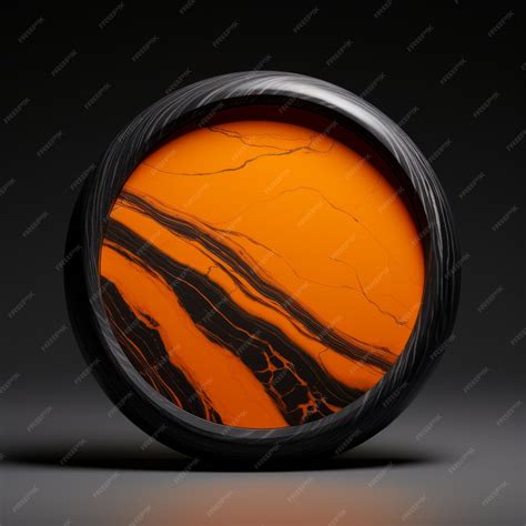 Premium Ai Image Orange Marble Minimalistic Round Picture Frame