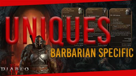 Detailed Look At All Barbarian Specific Uniques Diablo Iv Youtube