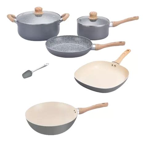 Set Granito Hudson Pz Ceramica Antiad Crema Bifera Wok Env O Gratis