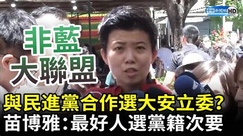 與民進黨合作選大安區立委 苗博雅最好人選黨籍是次要 ChinaTimes YouTube