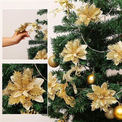 14cm Gold Powder Flower Lifelike Artificial Three Layer Flower