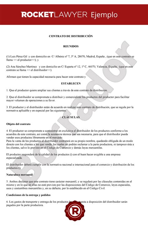 Contrato de distrubución Crea un contrato de distribución para tus