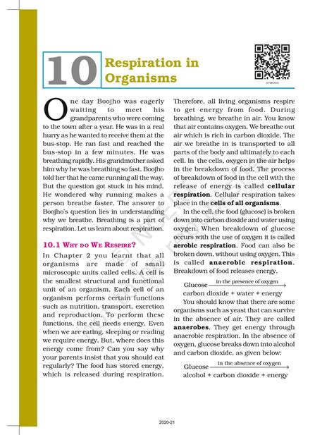 Respiration In Organisms NCERT Book Of Class 7 Science