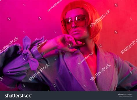 Portrait Beautiful Girl Orange Glasses Nude Stock Photo 1610264935 Shutterstock