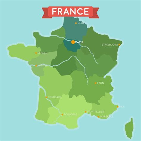 Karte Von Frankreich Mit Regionen Premium Vektor