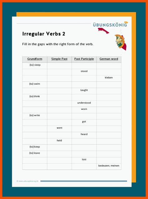 Unregelm Ige Verben Englisch Arbeitsbl Tter Englisch Arbeitsbl Tter