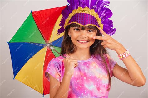 Premium Photo Beautiful Brazilian Girl Child Dressed For Carnival In