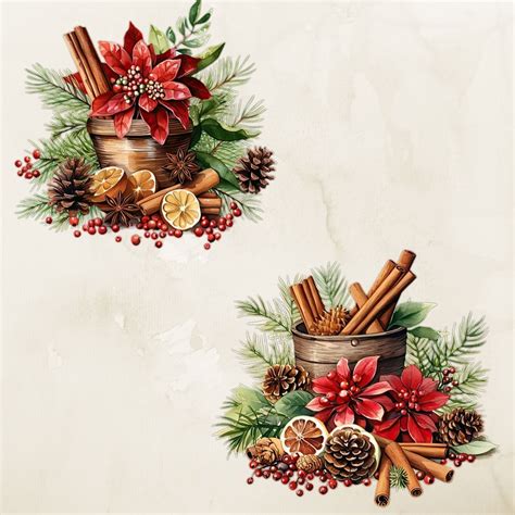 Christmas Potpourri Clipart Watercolor Christmas Potpourri Card