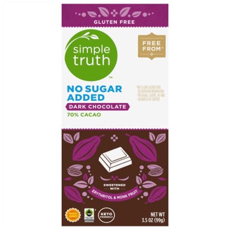 Simple Truth 70 Cacao No Sugar Added Dark Chocolate Bar 3 5 Oz Kroger