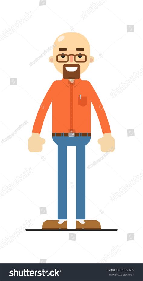 Happy Bald Bearded Man Isolated On Stock Vector Royalty Free