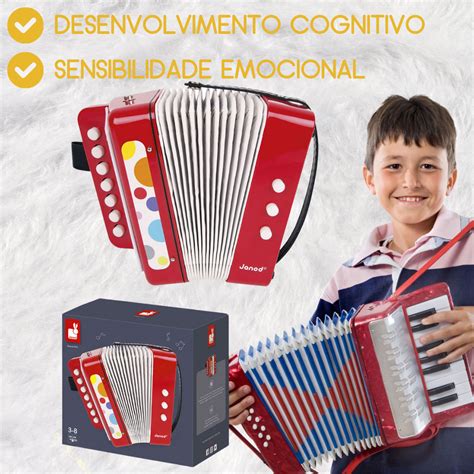 Sanfona Infantil - Acordeon Sanfona Instrumento Musical Infantil Confetti Janod - Tralalá ...