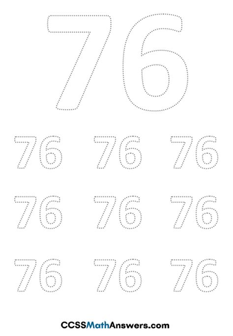 Worksheet on Number 76 | Printable Number 76 Tracing, Counting ...