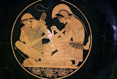 Greek vase painting of Achilles and Patroclus (Print #14859790)