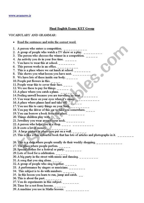 Ket Sample Exam Esl Worksheet By Avascom