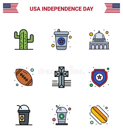 Stock Vector Icon Pack Of American Day Line Signs And Symbols For