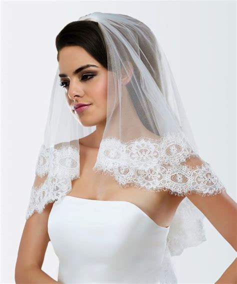 Kimberley Ivory Lace Edge Wedding Veil One Layer Lace Edge Bridal Veil