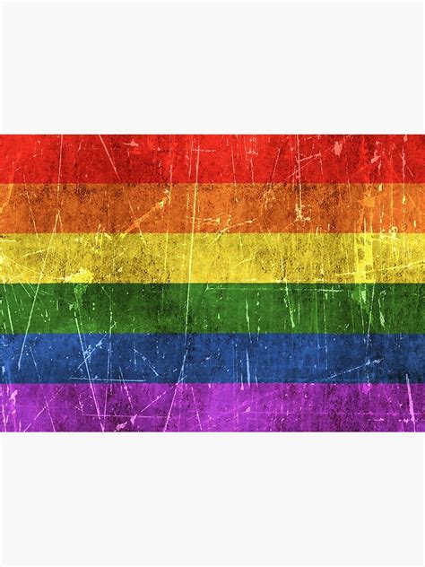 Vintage Aged And Scratched Rainbow Gay Pride Flag Art Print For Sale