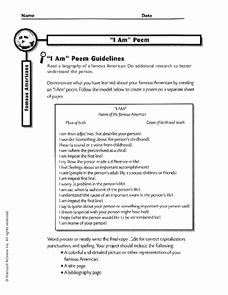 50 I Am Poem Worksheet – Chessmuseum Template Library