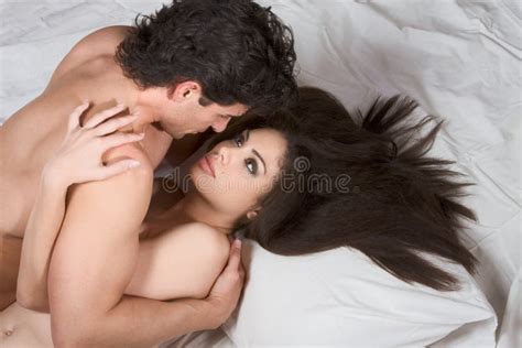 Loving Nude Heterosexual Couple On Bed Making Love Stock Photo Image