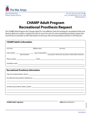 Fillable Online CAP Recreational Prosthesis Request Form CAP