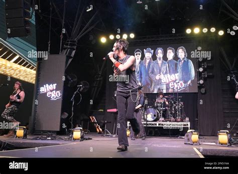 A Rock Band Alter Ego On Stage At Fremont Street In Las Vegas Stock