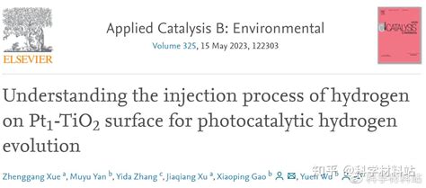 中科大吴宇恩教授acb：pt1 Tio2单原子催化剂的表面氢注入过程提升光催化产氢活性 知乎