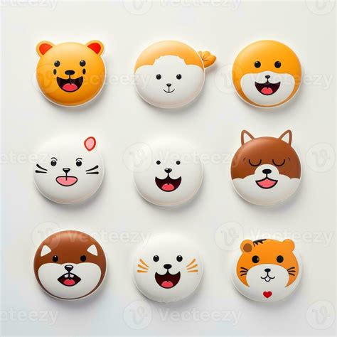 Set of animal faces, face emojis, stickers, emoticons,cartoon funny ...