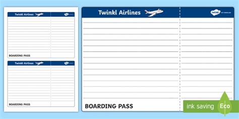 Blank Plane Ticket Free Primary Resource Teacher Made