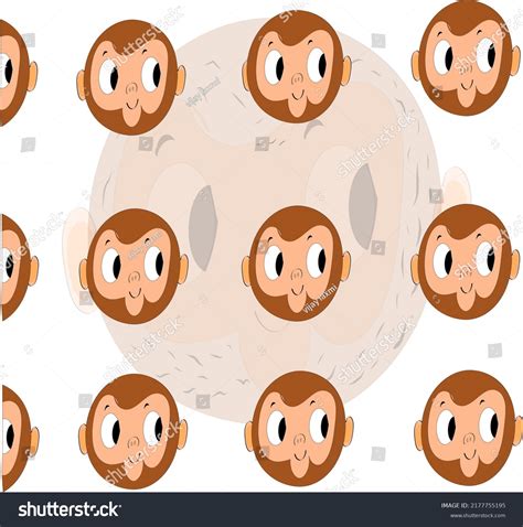 Cute Funny Wallpaper Monkey Face Stock Vector (Royalty Free) 2177755195 | Shutterstock