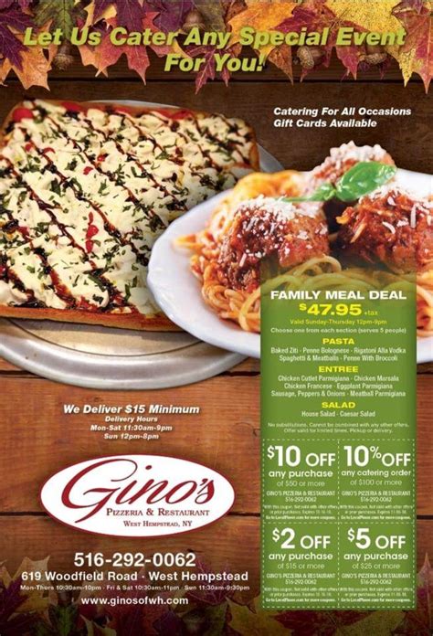 Menu at Gino's Pizza pizzeria, West Hempstead, 619 Woodfield Rd