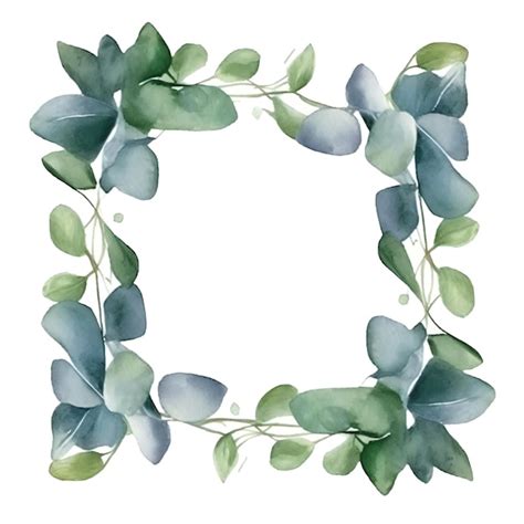 Premium Psd Greenery Square Border Watercolor