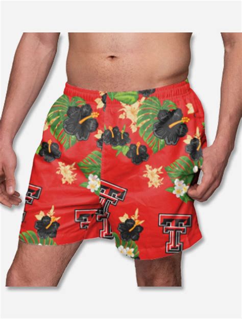 Foco Texas Tech Red Raiders Hawaiian Print Swim Trunks Red Raider