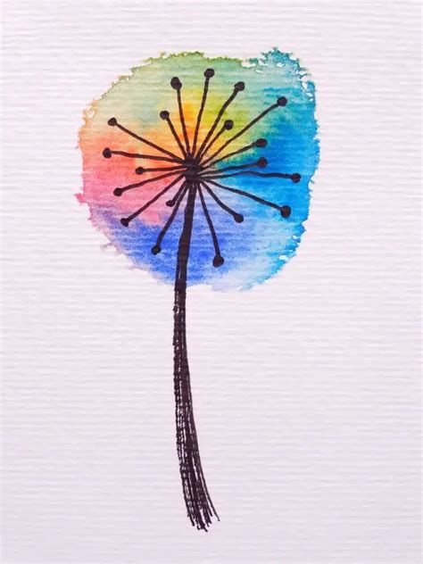 How To Paint A Rainbow Watercolour Dandelion - Birch And Button